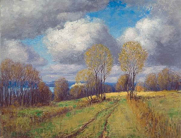 Spring along the Hudson, vintage artwork by Will Hutchins, 12x8" (A4) Poster
