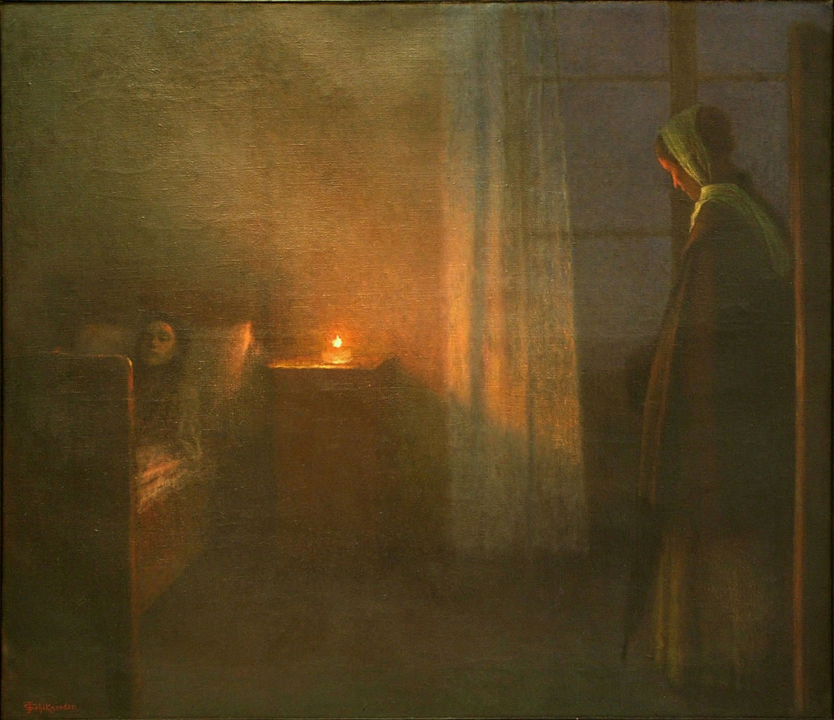 By the Girl's Bed by Jakub Schikaneder,A3(16x12")Poster