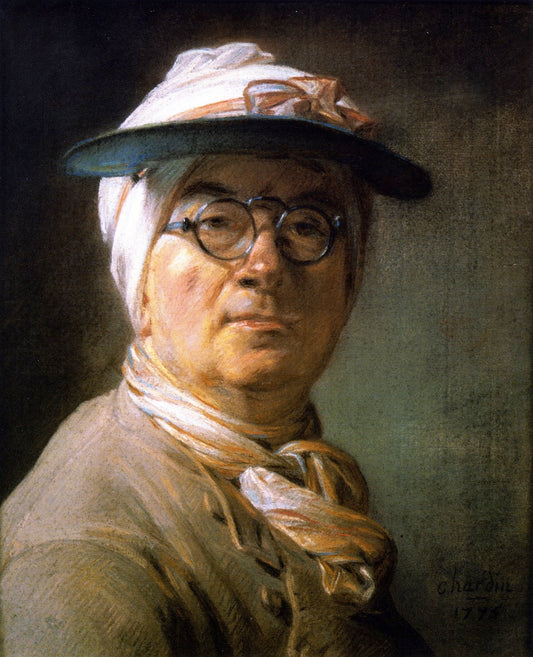 Self Portrait with Eyeshade, vintage artwork by Jean-Baptiste-Simeon Chardin, 12x8" (A4) Poster