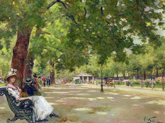 Hyde Park, London, vintage artwork by Girolamo Pieri Pecci Ballati Nerli, 12x8" (A4) Poster