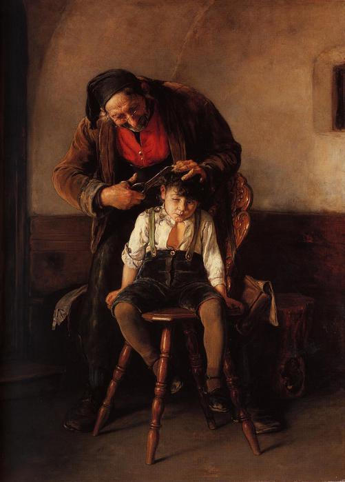 The Barber, vintage artwork by Nicholas Gysis, 12x8" (A4) Poster