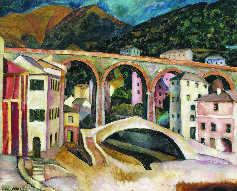 Italy. Landscape with an Aqueduct, vintage artwork by Ilya Mashkov, 12x8" (A4) Poster