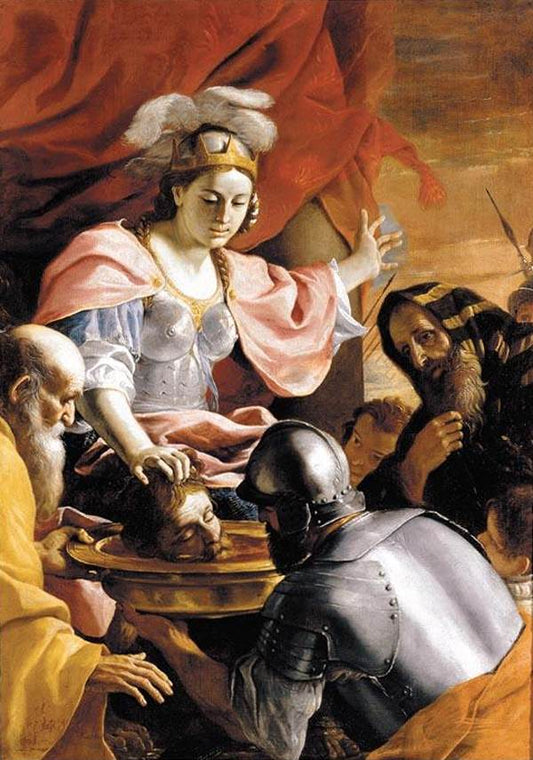 Queen Tomyris Receiving the Head of Cyrus, King of Persia, vintage artwork by Mattia Preti, 12x8" (A4) Poster