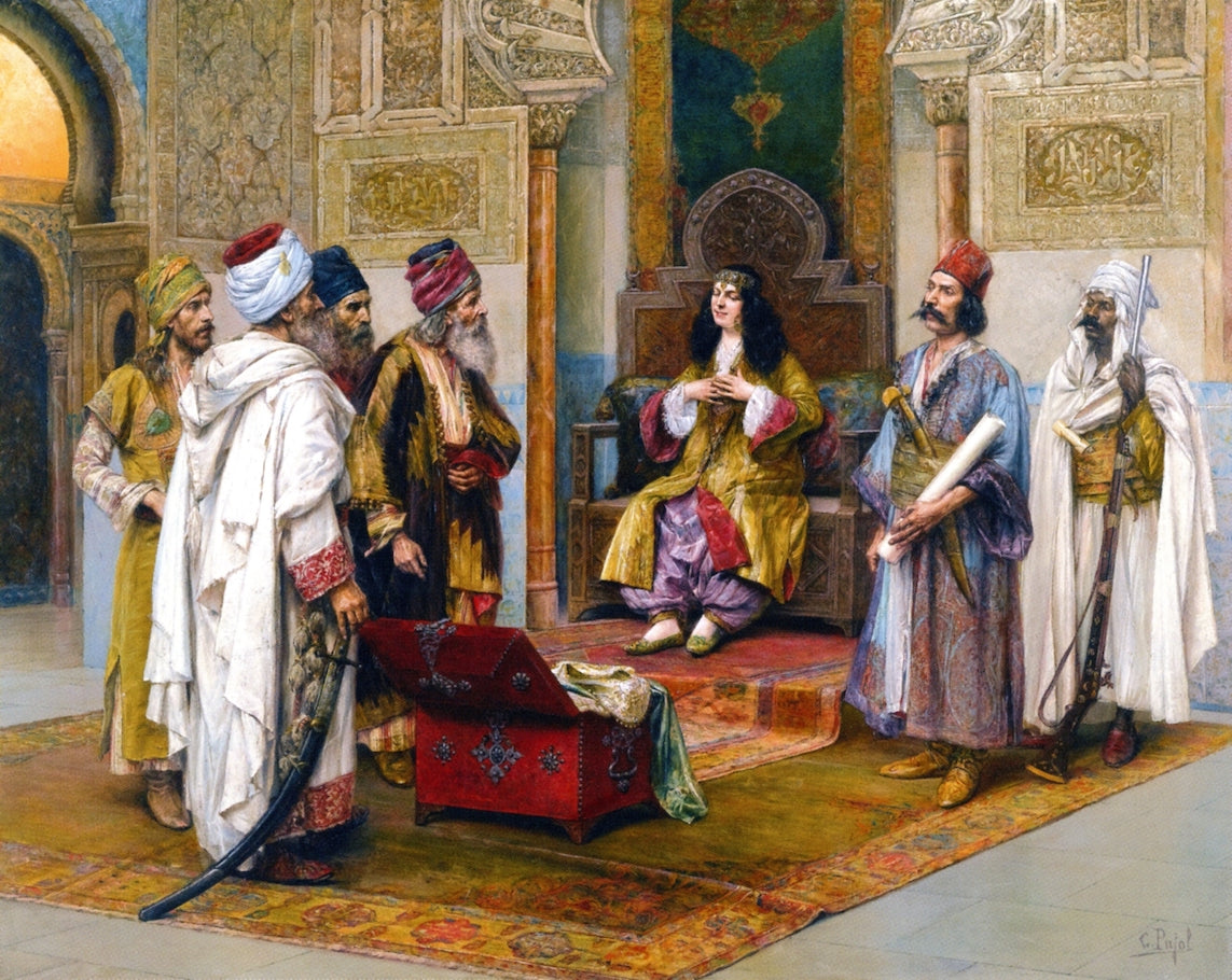 The Presentation of the Silks, vintage artwork by Climent Pujol Gustavino, 12x8" (A4) Poster