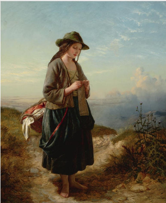The Crofter's Daughter, vintage artwork by Edward John Cobbett, A3 (16x12") Poster Print