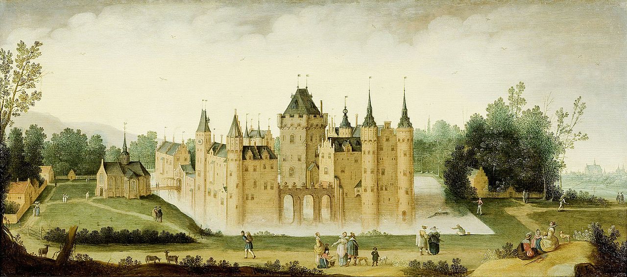 View of Egmond Castle, vintage artwork by Claes van der Heck, 12x8" (A4) Poster