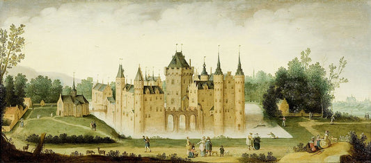View of Egmond Castle, vintage artwork by Claes van der Heck, 12x8" (A4) Poster