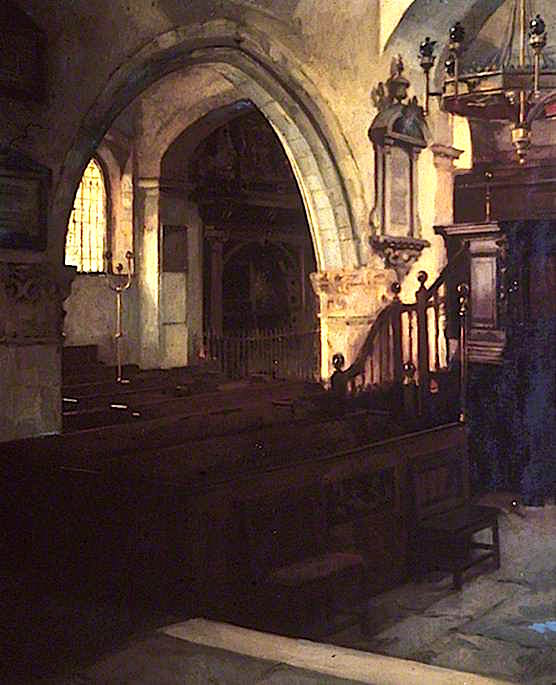 Old Chelsea Church, London, vintage artwork by Emily Maria Eardley Childers, 12x8" (A4) Poster