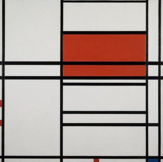 Composition of Red and White:  Nom 1 Composition 4 with Red and Blue, vintage artwork by Piet Mondriaan, 12x8" (A4) Poster