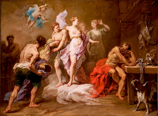 Venus Ordering Arms from Vulcan for Aeneas, vintage artwork by Jean Restout, 12x8" (A4) Poster