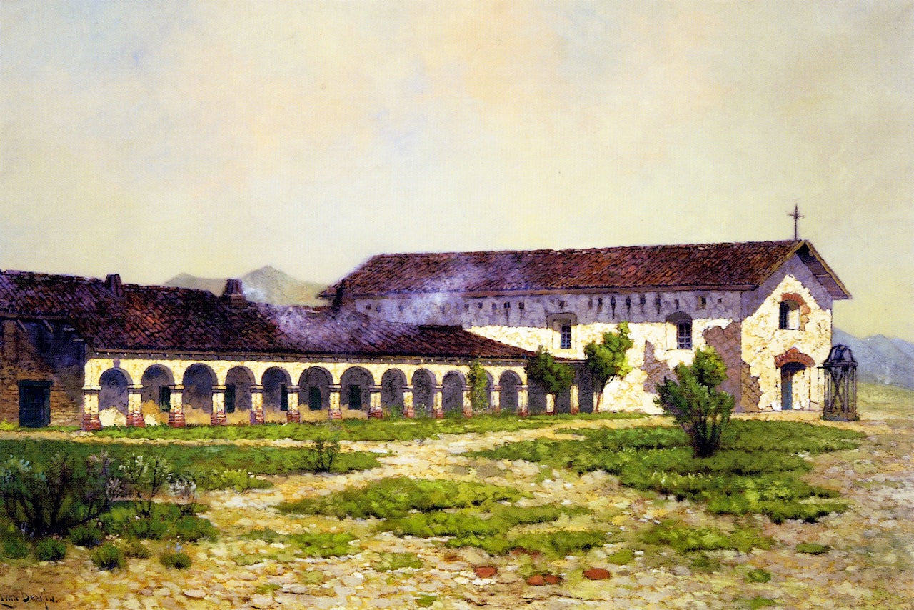 Mission San Miguel Arcángel, vintage artwork by Edwin Deakin, 12x8" (A4) Poster