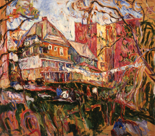 Houses, Bronx, New York, vintage artwork by Abraham A. Manievich, 12x8" (A4) Poster