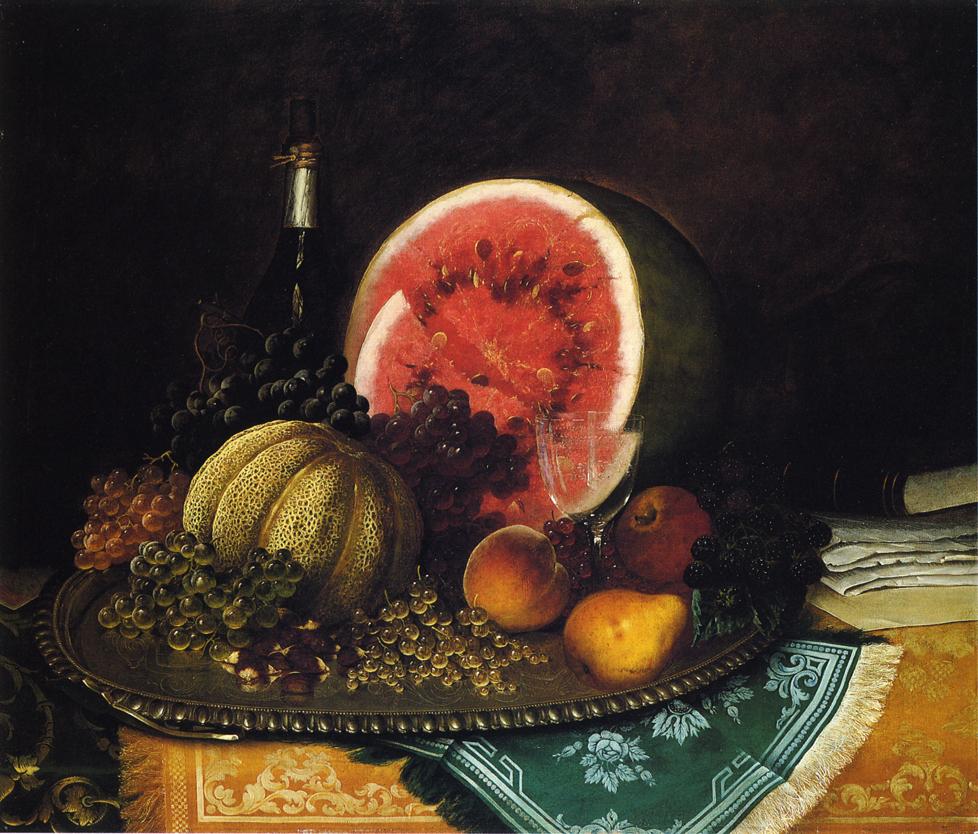 Still Life with Watermelon, vintage artwork by William Mason Brown, 12x8" (A4) Poster