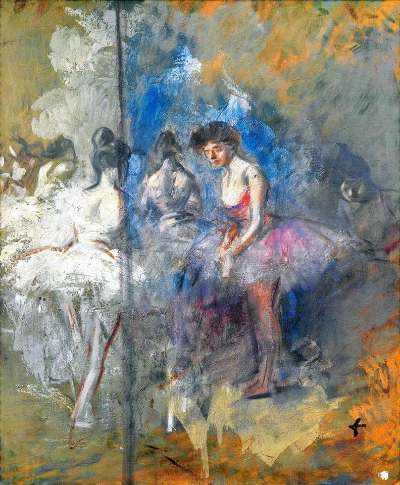 Danseuses dans les coulisses, vintage artwork by Jean-Louis Forain, 12x8" (A4) Poster