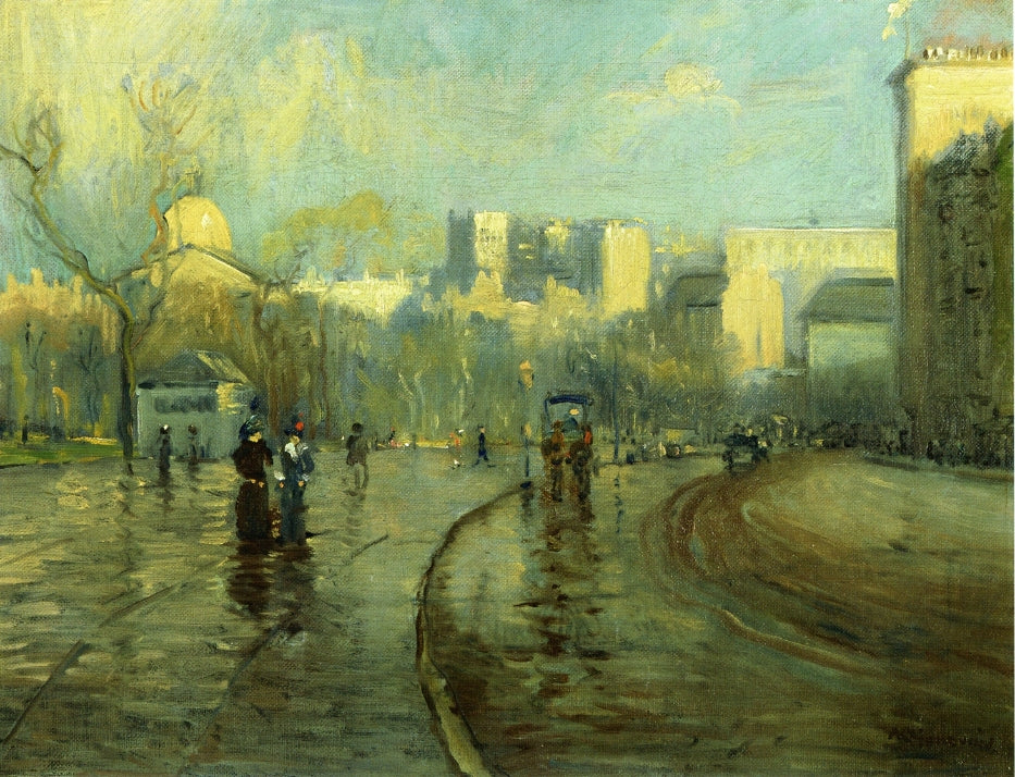 Early Morning, Tremont Street, Boston, vintage artwork by Arthur Clifton Goodwin, 12x8" (A4) Poster