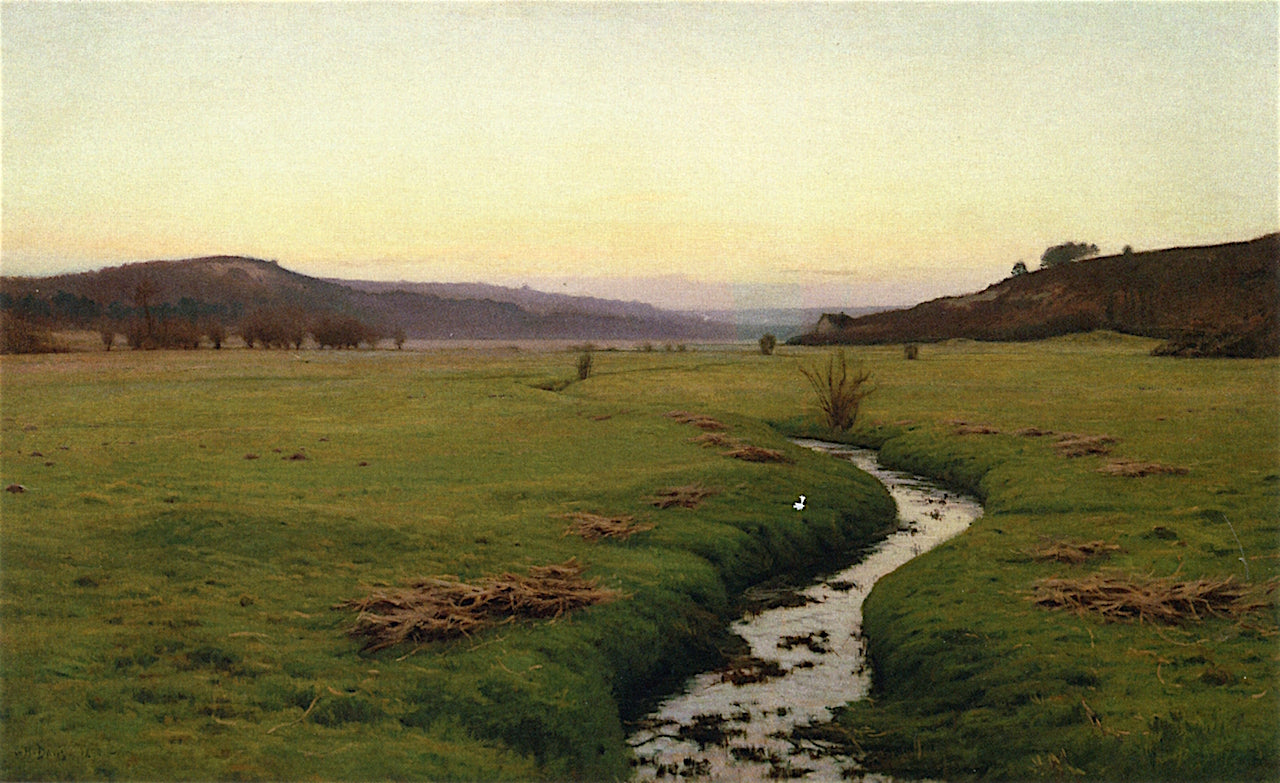 The Brook: Effect at Evening, vintage artwork by Charles Harold Davis, 12x8" (A4) Poster