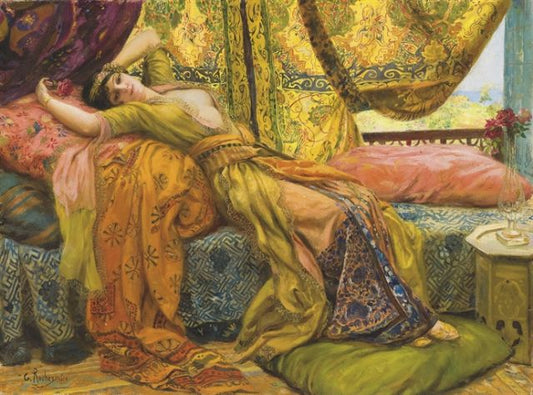 Reclining Beauty, vintage artwork by Georges Antoine Rochegrosse, 12x8" (A4) Poster