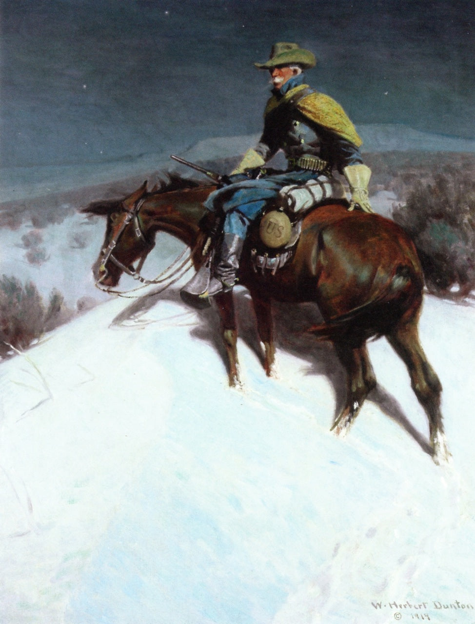 The Vidette - Custer Trooper by William Herbert Dunton,16x12(A3) Poster