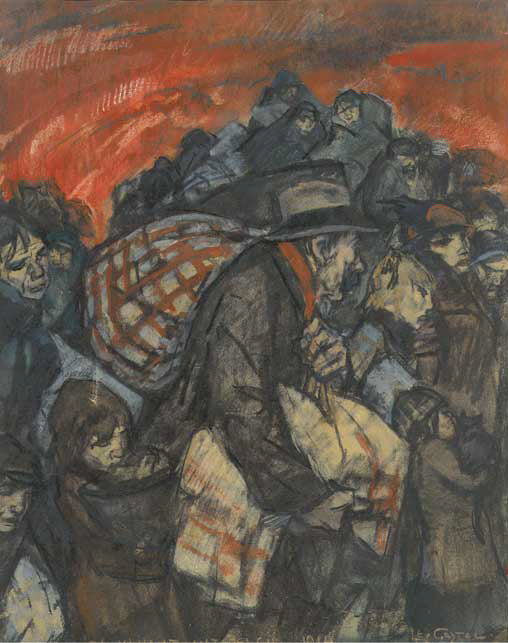 The flight from Belgium, vintage artwork by Leo Gestel, 12x8" (A4) Poster