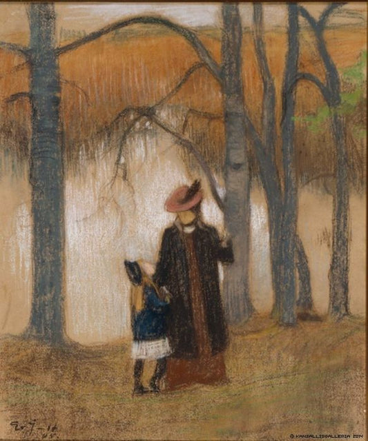 The Artist's Wife and Daughter, vintage artwork by Eero Järnefelt, 12x8" (A4) Poster