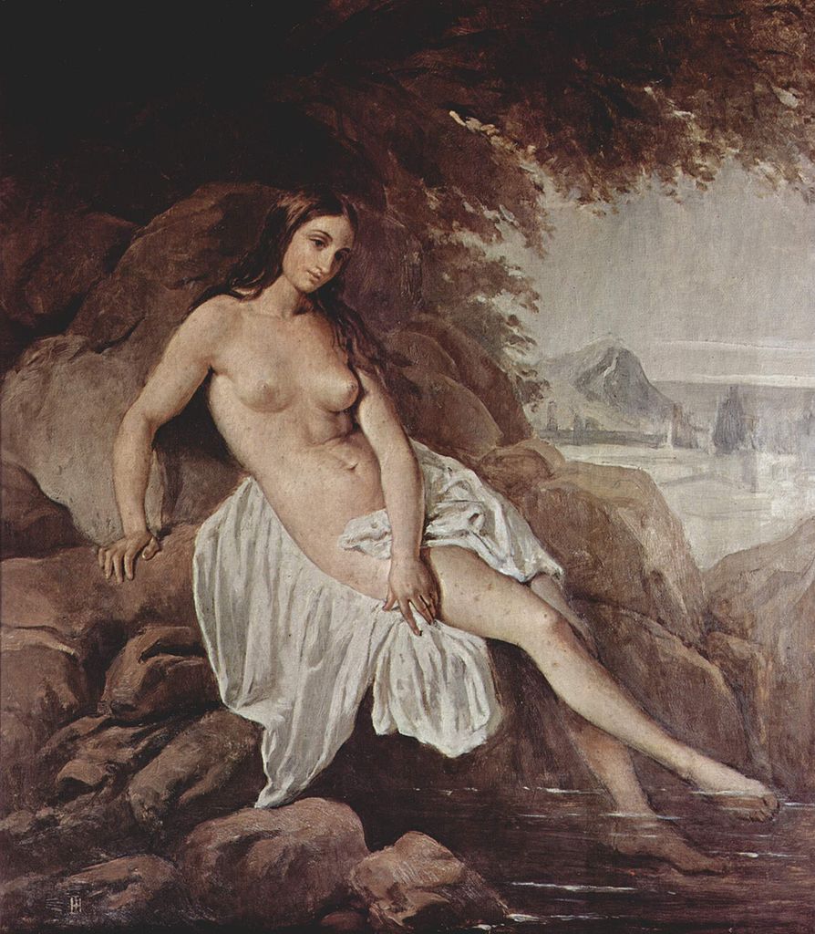 Nude Bather, vintage artwork by Francesco Paolo Hayez, A3 (16x12") Poster Print