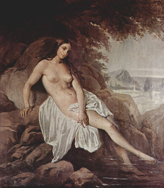Nude Bather, vintage artwork by Francesco Paolo Hayez, A3 (16x12") Poster Print