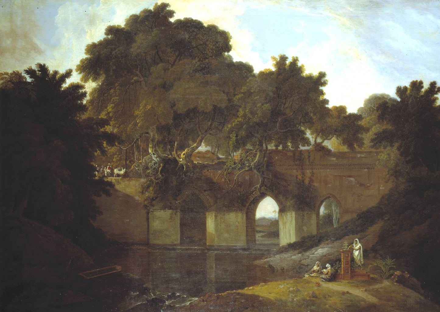 Bridge near Rajmahal, Bihar, vintage artwork by Thomas Daniell, 12x8" (A4) Poster