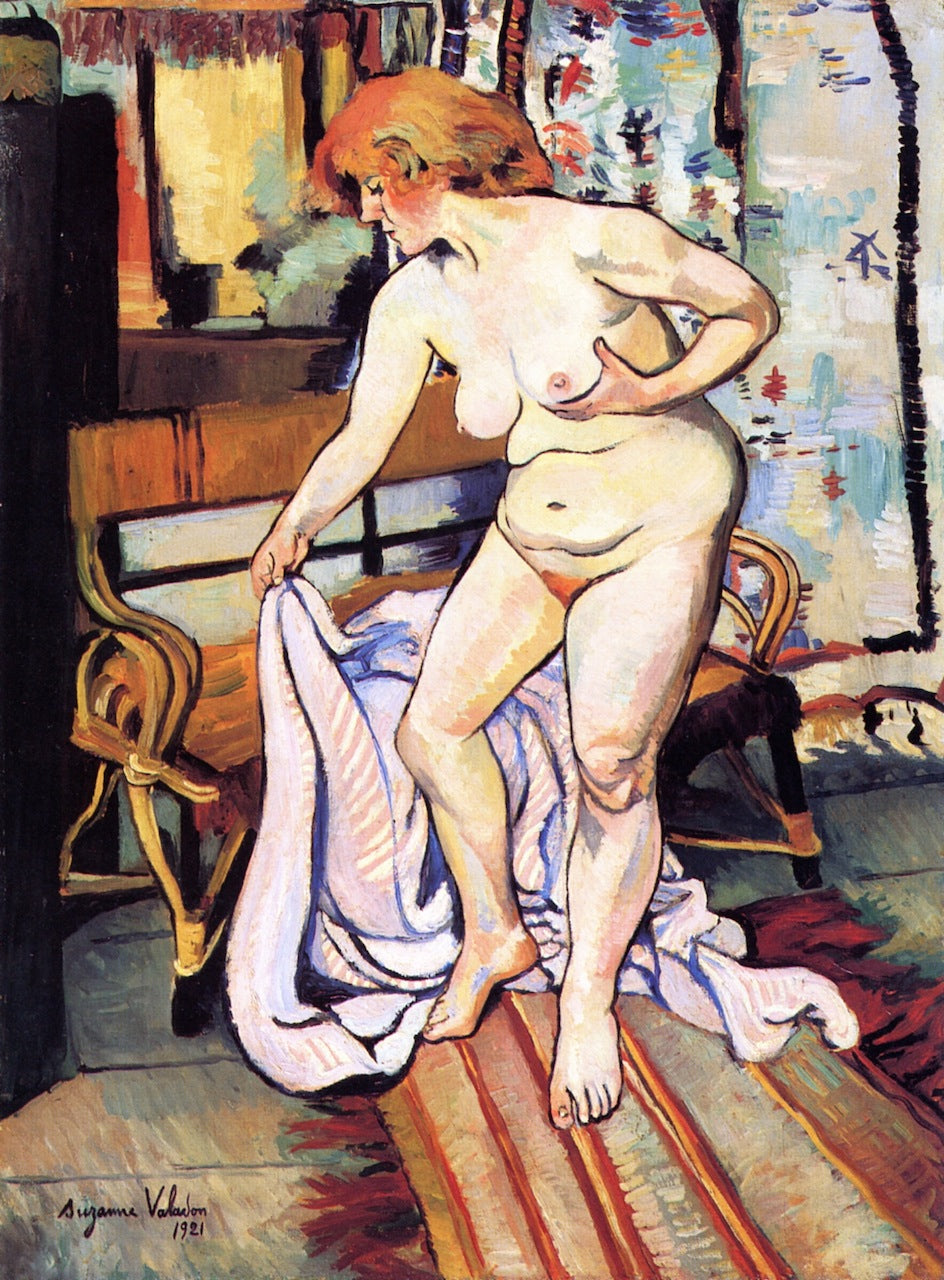 Nude Standing in front of Curtains, vintage artwork by Suzanne Valadon, 12x8" (A4) Poster