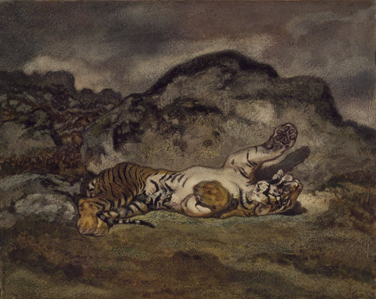 Rolling Tiger, vintage artwork by Antoine-Louis Barye, A3 (16x12") Poster Print