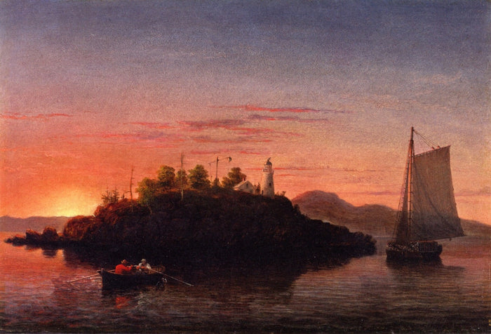 View of Camden Mountains from Penobscot Bay, vintage artwork by Fitz Henry Lane, A3 (16x12
