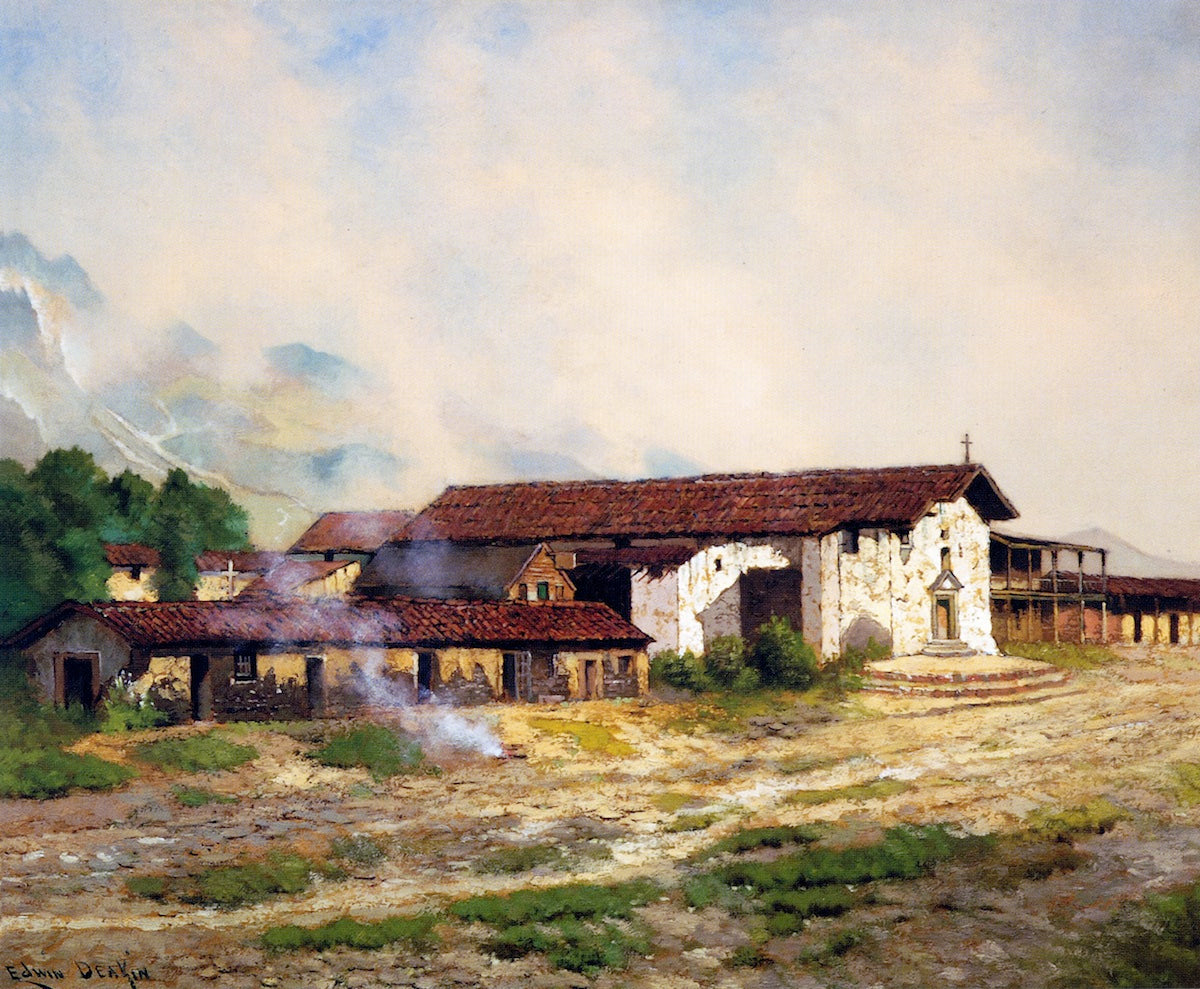 Mission San Jose, vintage artwork by Edwin Deakin, 12x8" (A4) Poster