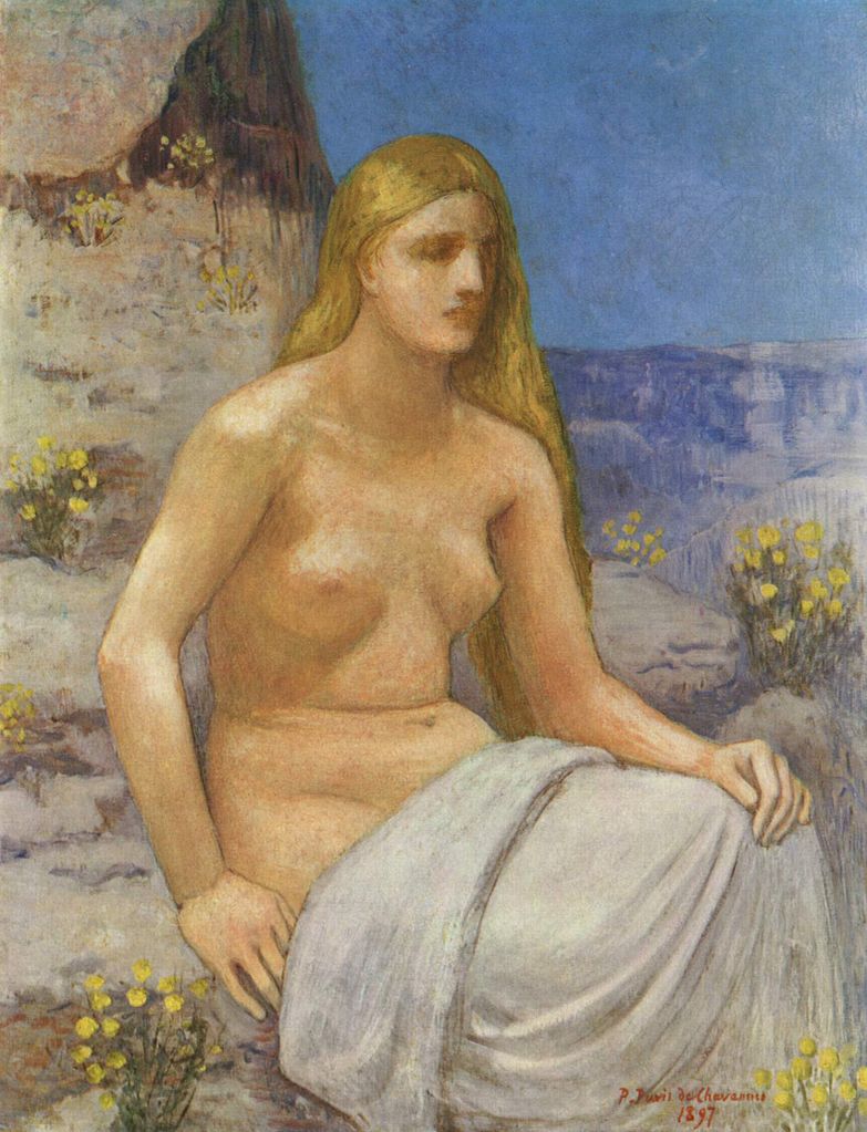 Marie-Madeleine, vintage artwork by Pierre Puvis de Chavannes, 12x8" (A4) Poster