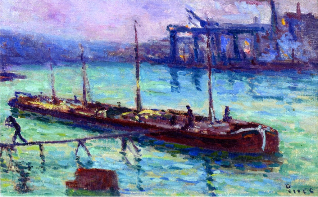 Barge on the Seine, vintage artwork by Maximilien Luce, 12x8" (A4) Poster