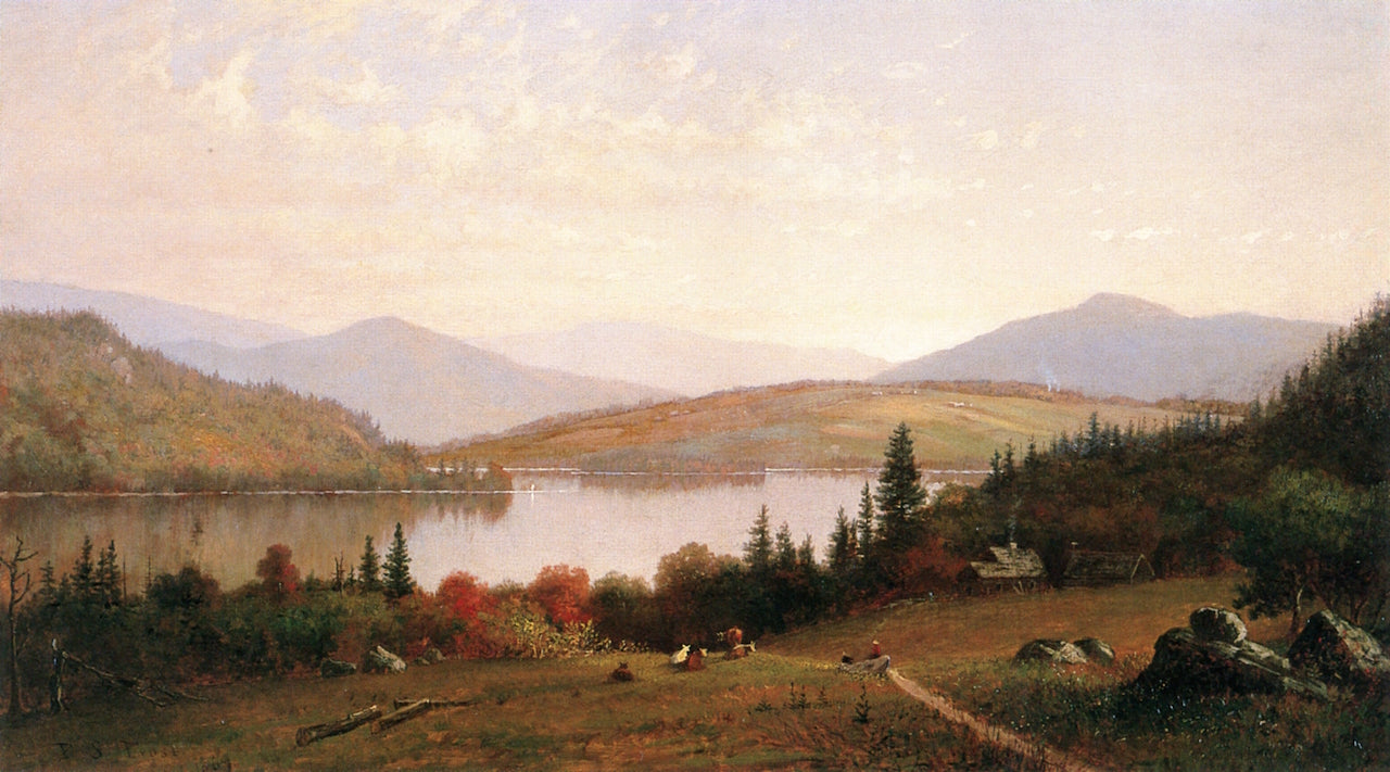 Lake George, View near Bolton's Landing, vintage artwork by Francis Seth Frost, 12x8" (A4) Poster