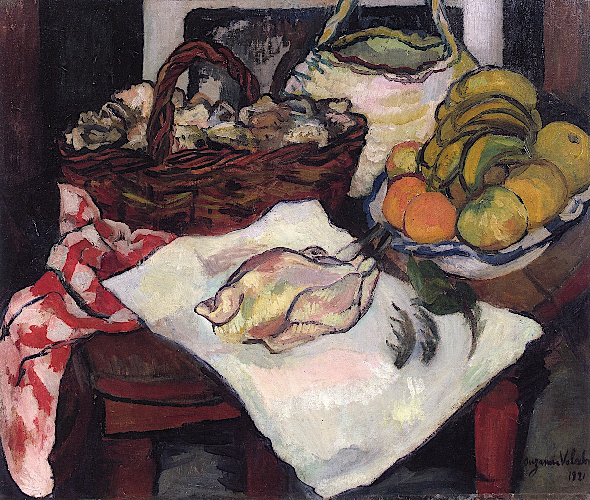 Still Life with Fruit and a Chicken by Suzanne Valadon,A3(16x12")Poster