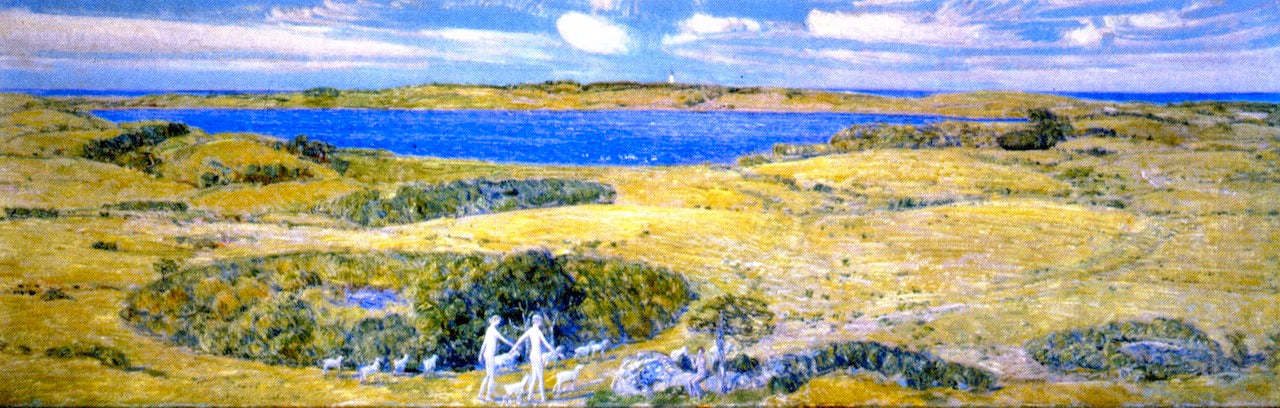 Adam and Eve Out on Montauk in Early Spring, vintage artwork by Childe Hassam, 12x8" (A4) Poster