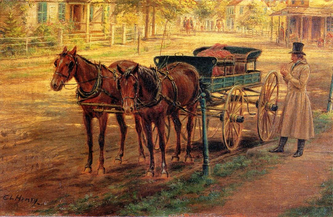 Horse and Buggy, vintage artwork by Edward Lamson Henry, 12x8" (A4) Poster