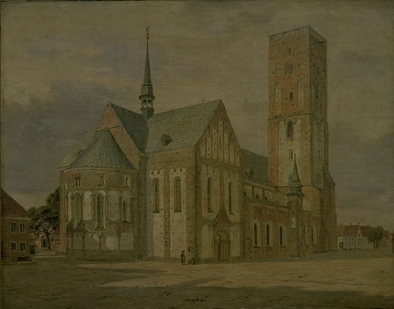 Ribe Cathedral, vintage artwork by Jorgen Roed, A3 (16x12") Poster Print