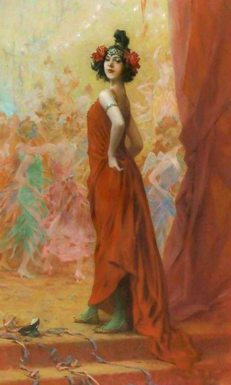 At the Bal Masque, vintage artwork by Frederik Henrdik Kaemmerer, 12x8" (A4) Poster