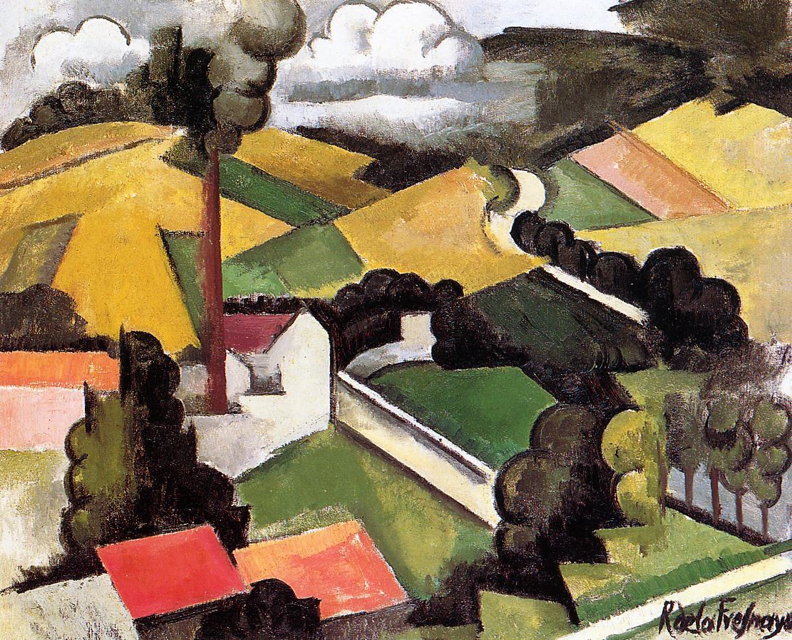 he Factory Chimney, Meulan Landscape by Roger de la Fresnaye,16x12(A3) Poster