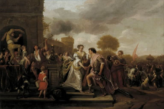 David Returning Victorious after Defeating Goliath, vintage artwork by Jan Havicksz. Steen, 12x8" (A4) Poster