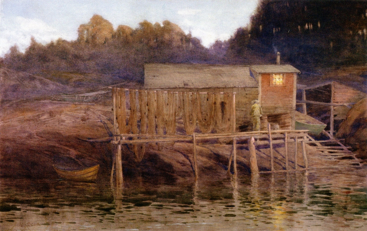 The Hermitage, Monhegan Island, vintage artwork by Samuel P. R. Triscott, 12x8" (A4) Poster