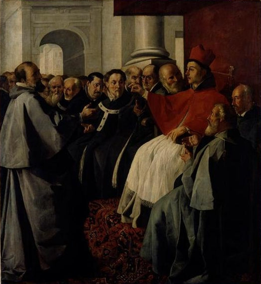 Saint Bonaventure and the Council of Lyon, vintage artwork by Francisco de Zurbarán, 12x8" (A4) Poster