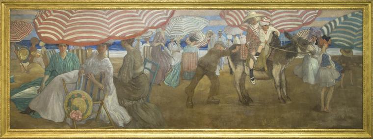 Afternoon at the Beach with Donkey, vintage artwork by Frederick Carl Frieseke, 12x8" (A4) Poster