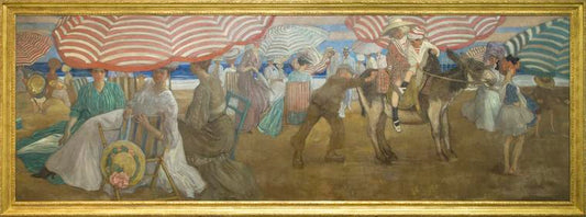 Afternoon at the Beach with Donkey, vintage artwork by Frederick Carl Frieseke, 12x8" (A4) Poster