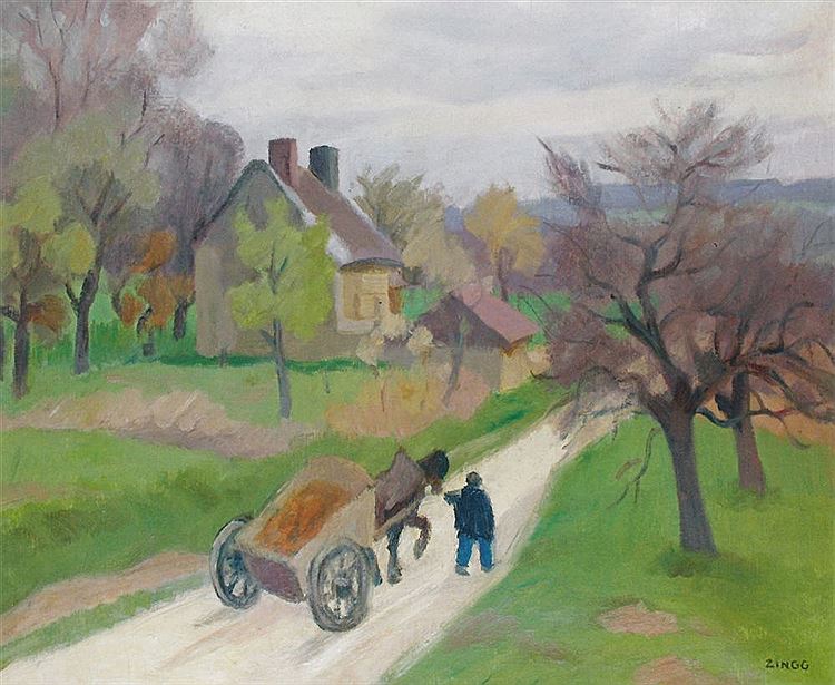 Wagon in Lorrain by Jules-Emile Zingg,16x12(A3) Poster