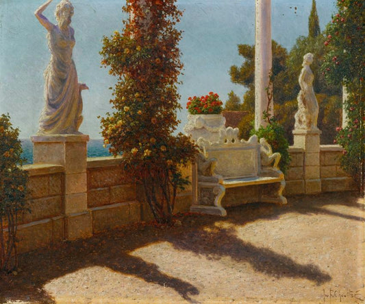 Terrace by the Sea by Ivan Fedorovich Choultse,16x12(A3) Poster
