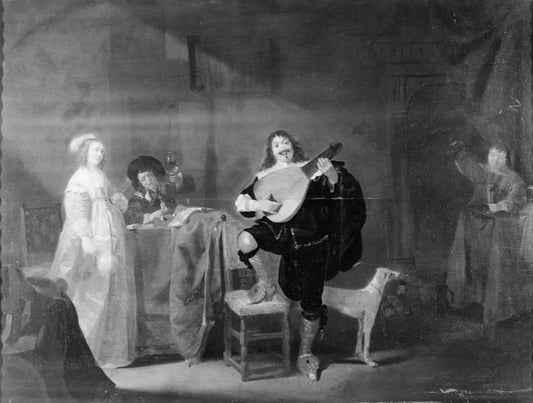 Guitar Player, vintage artwork by Anthonie Palamedesz, 12x8" (A4) Poster