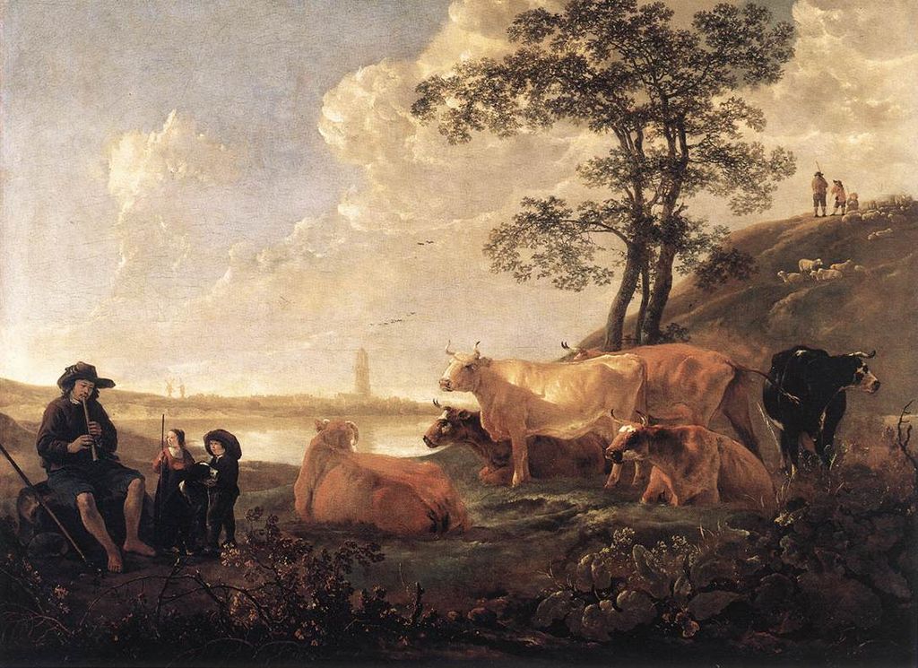 Landscape near Rhenen, vintage artwork by Aelbert Cuyp, 12x8" (A4) Poster