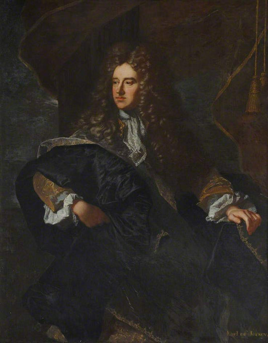 Portrait of Edward Villiers (1655–1711), Earl of Jersey, Knight Marshal of the Royal Household and Diplomat, vintage artwork by Hyacinthe Rigaud, 12x8" (A4) Poster